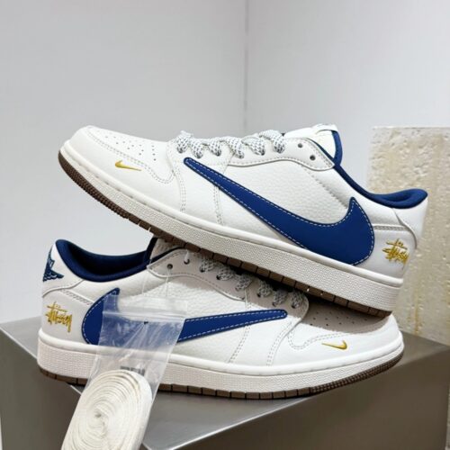 NIKE AIR JORDAN 1 LOW X TRAVIS SCOTT X STUSSY BLUE WHITE - Image 3