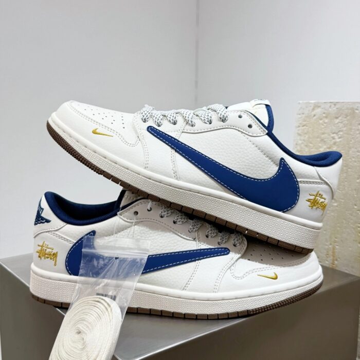 NIKE AIR JORDAN 1 LOW X TRAVIS SCOTT X STUSSY BLUE WHITE - Image 3