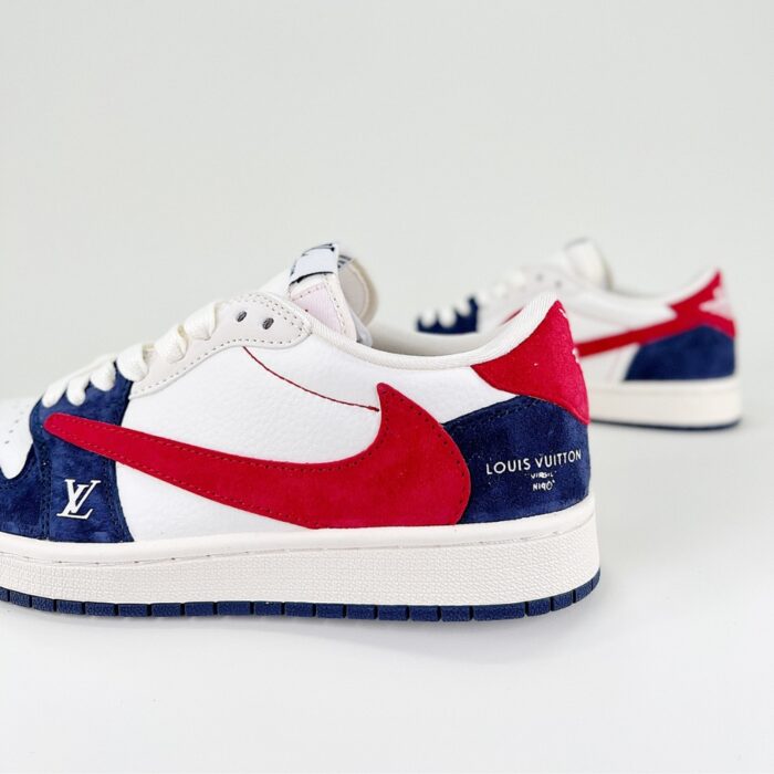 NIKE AIR JORDAN 1 LOW X TRAVIS SCOTT X LOUIS VUITTON WHITE RED BLUE SJ2068 104 - Image 6