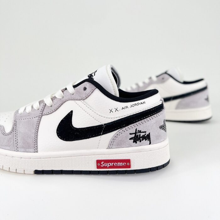 NIKE AIR JORDAN 1 LOW X STUSSY X SUPREME WHITE GREY SJ9950 034 - Image 6