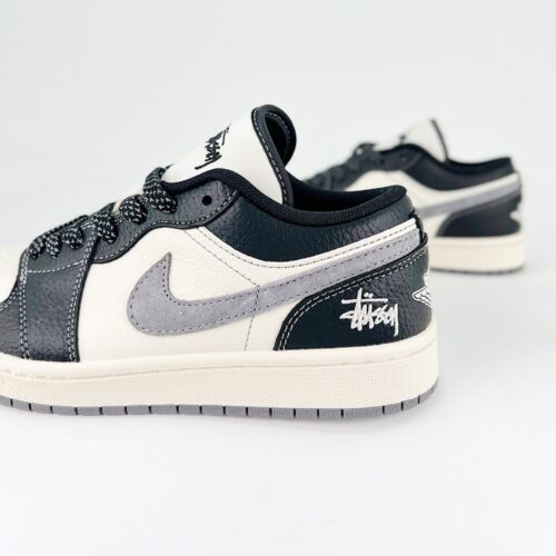 NIKE AIR JORDAN 1 LOW X STUSSY BLACK WHITE GREY - Image 5