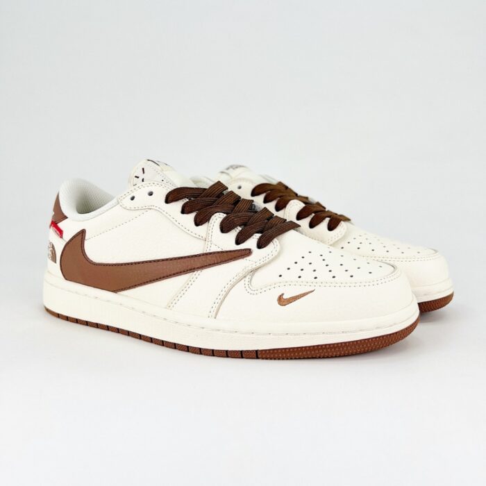 NIKE AIR JORDAN 1 LOW X TRAVIS SCOTT X SUPREME X THE NORTH FACE BROWN BEIGE - Image 2