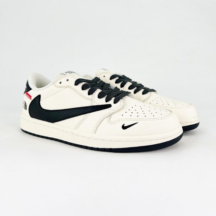 NIKE AIR JORDAN 1 LOW X TRAVIS SCOTT X SUPREME X THE NORTH FACE BLACK WHITE - Image 2