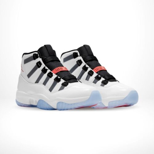 Angled front view of a full pair of Air Jordan 11
