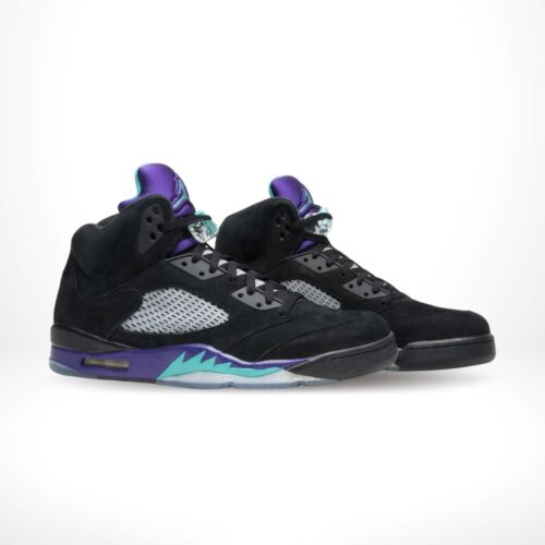 Angled front view of a full pair of Air Jordan 5