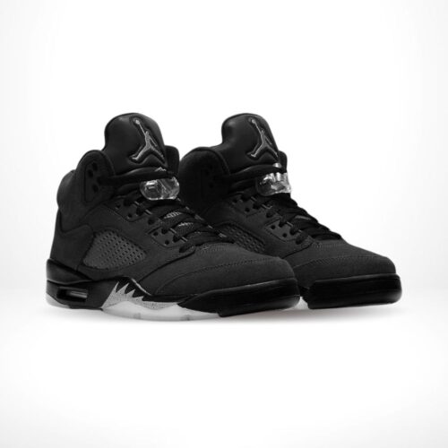 Angled front view of a full pair of Air Jordan 5