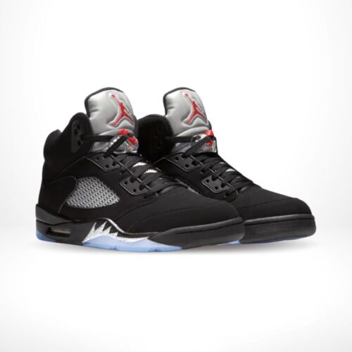 Angled front view of a full pair of Air Jordan 5