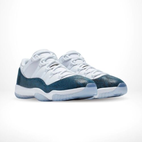 Angled front view of a full pair of Air Jordan 11