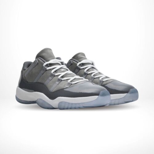 Angled front view of a full pair of Air Jordan 11