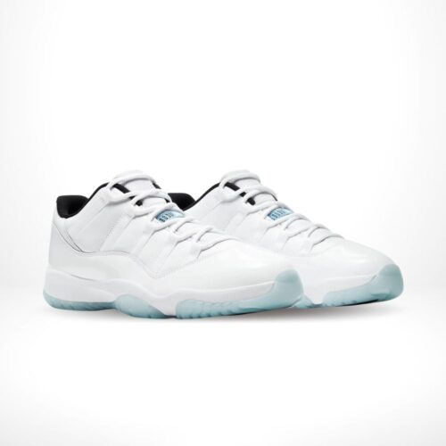 Angled front view of a full pair of Air Jordan 11