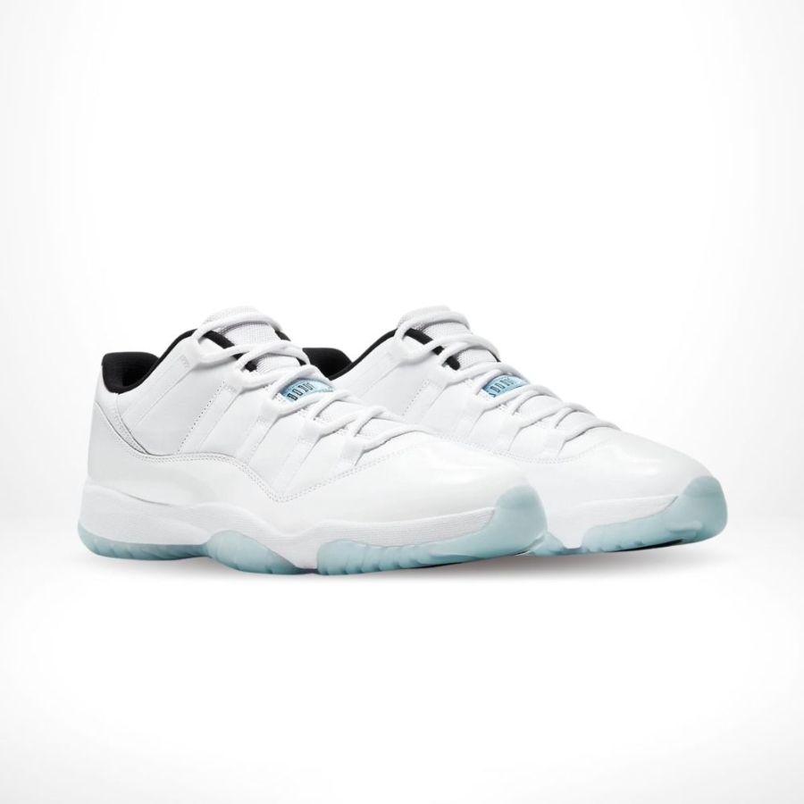 Angled front view of a full pair of Air Jordan 11