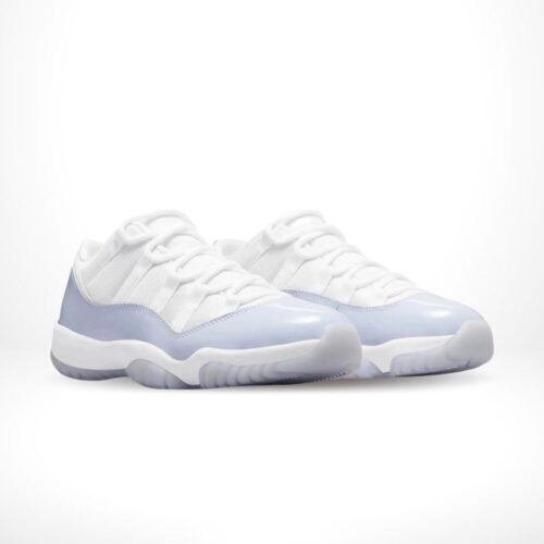 Angled front view of a full pair of Air Jordan 11