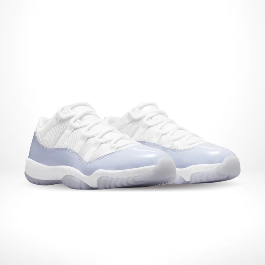 Angled front view of a full pair of Air Jordan 11