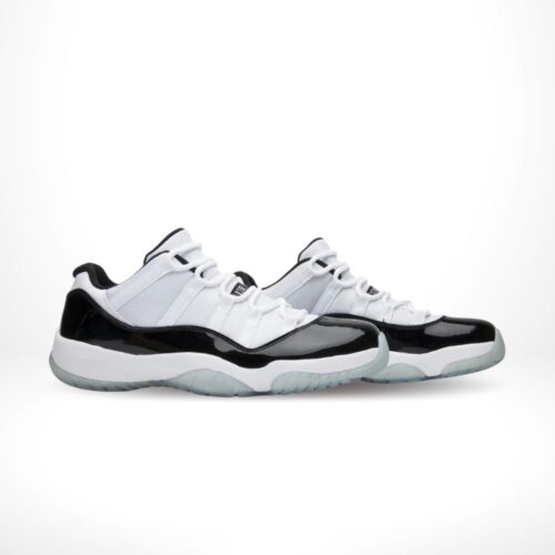 Angled front view of a full pair of Air Jordan 11