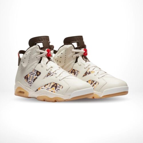 Angled front view of a full pair of Air Jordan 6