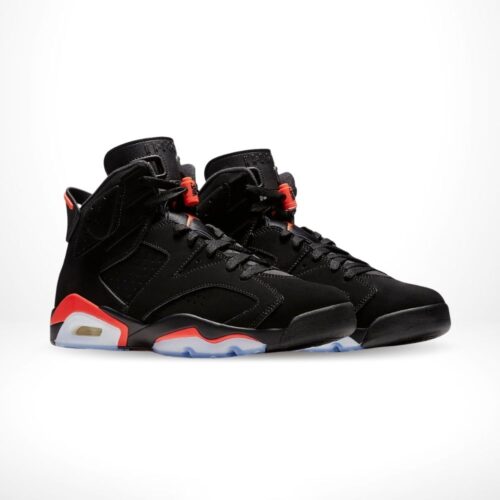 Angled front view of a full pair of Air Jordan 6