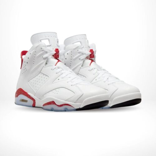 Angled front view of a full pair of Air Jordan 6