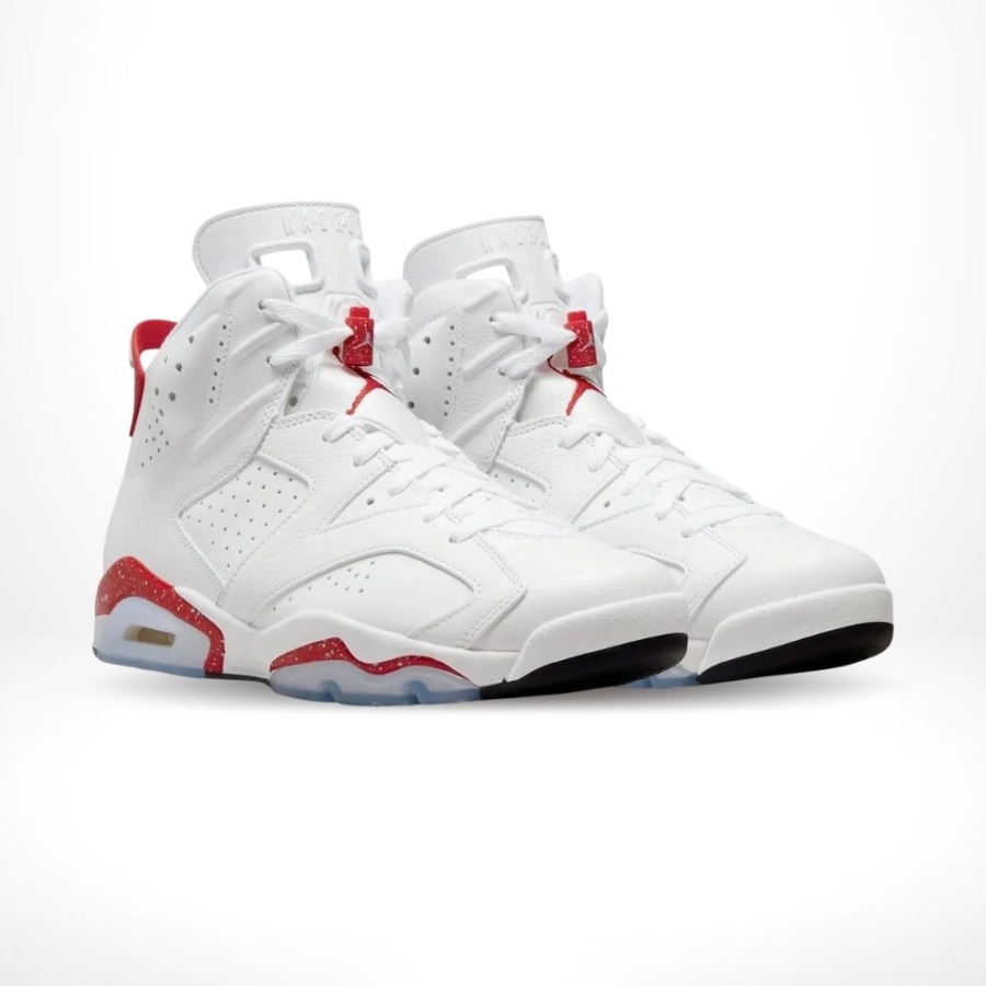 Angled front view of a full pair of Air Jordan 6