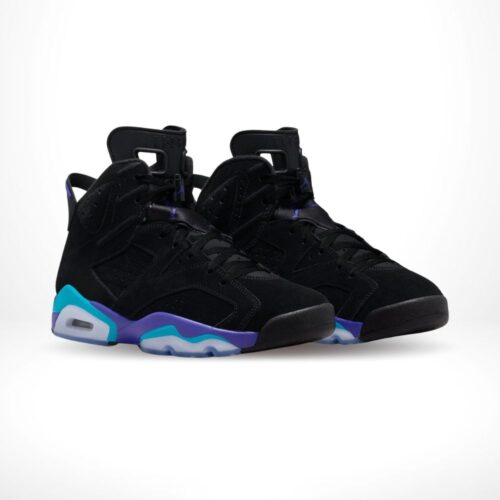 Angled front view of a full pair of Air Jordan 6