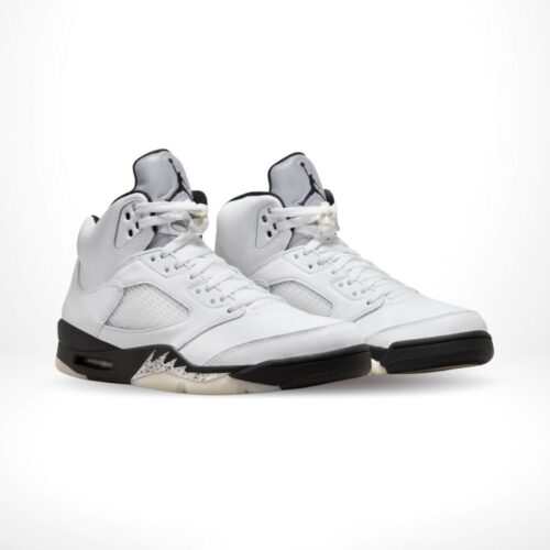 Angled front view of a full pair of Air Jordan 5