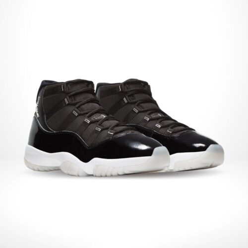 Angled front view of a full pair of Air Jordan 11