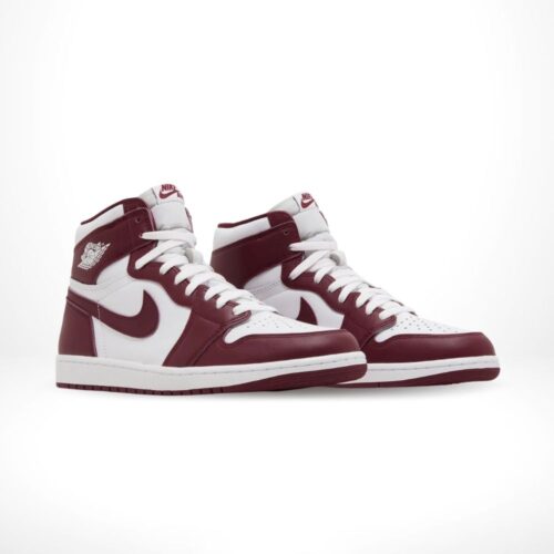 Angled front view of a full pair of Air Jordan 1