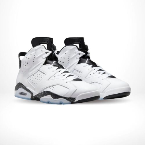 Angled front view of a full pair of Air Jordan 6