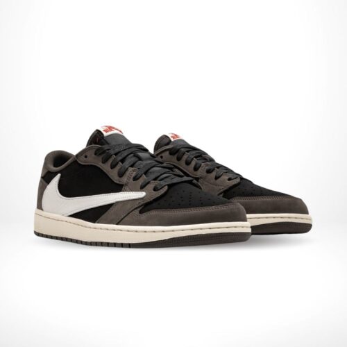 Angled front view of a full pair of Air Jordan 1