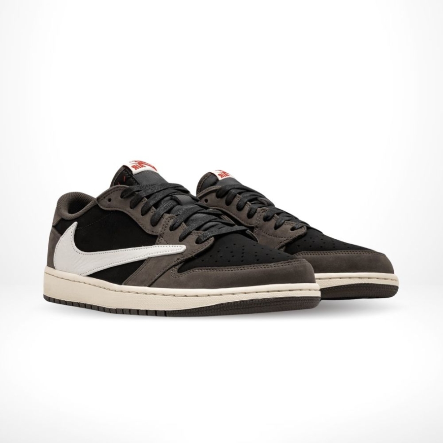 Angled front view of a full pair of Air Jordan 1
