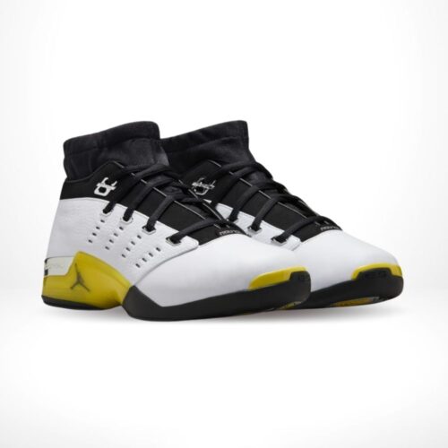Angled front view of a full pair of Air Jordan 17