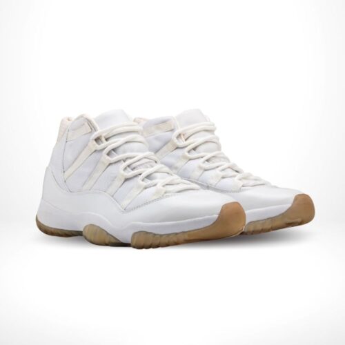 Angled front view of a full pair of Air Jordan 11