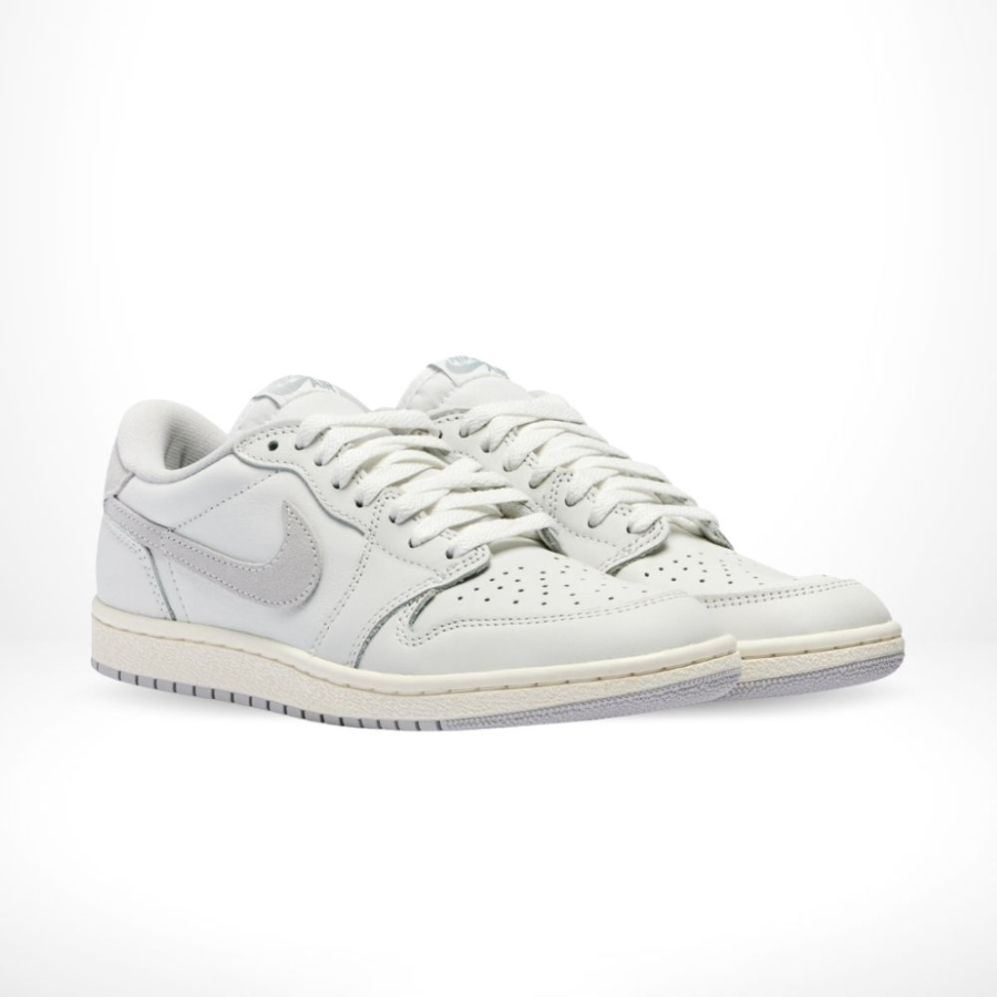 Angled front view of a full pair of Air Jordan 1