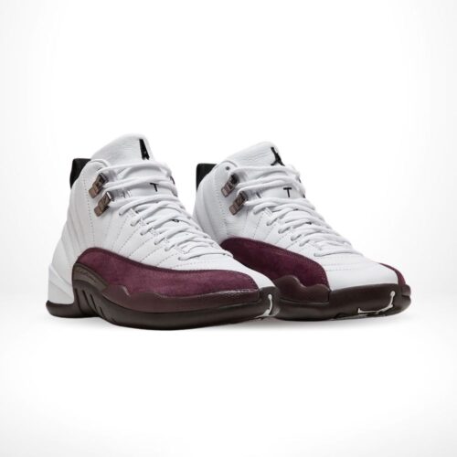 Angled front view of a full pair of Air Jordan 12