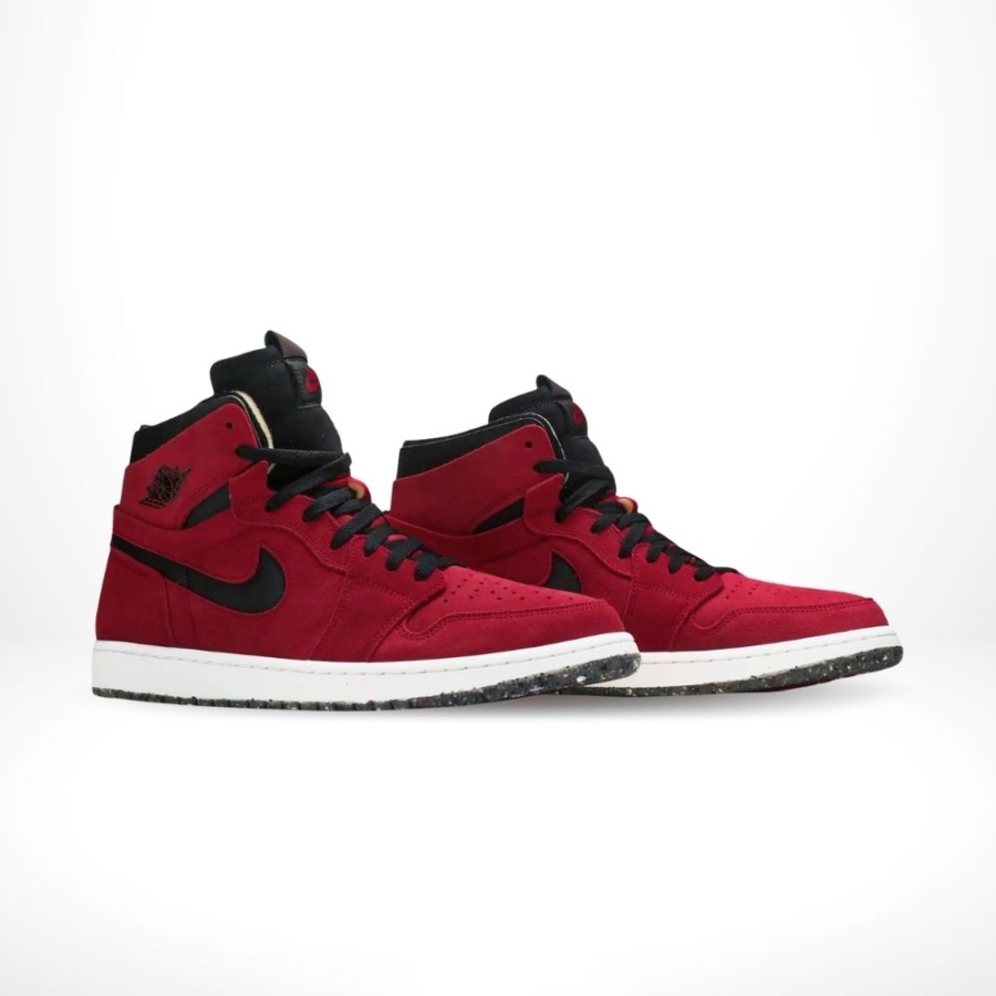 Angled front view of a full pair of Air Jordan 1