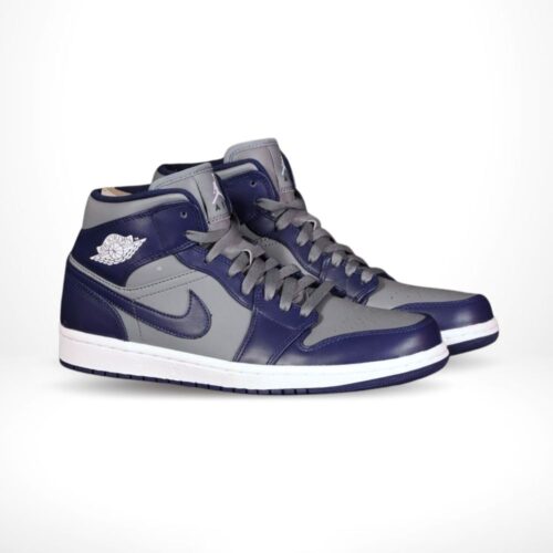 Angled front view of a full pair of Air Jordan 1