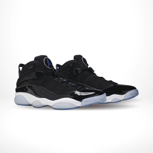 Angled front view of a full pair of Air Jordan 6