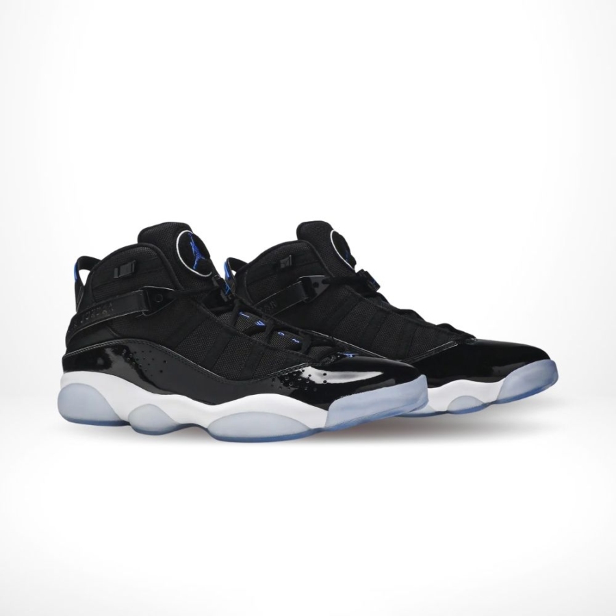 Angled front view of a full pair of Air Jordan 6
