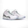 Angled front view of a full pair of Air Jordan 10