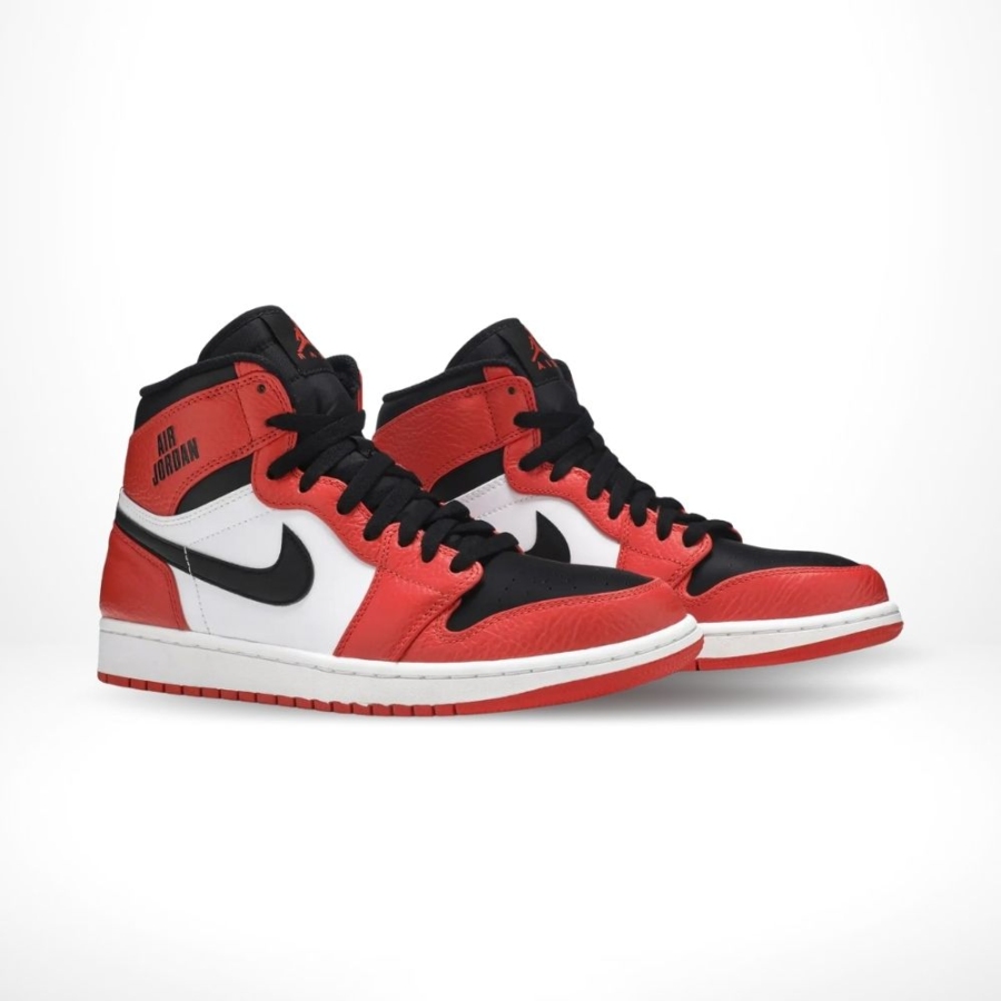 Angled front view of a full pair of Air Jordan 1