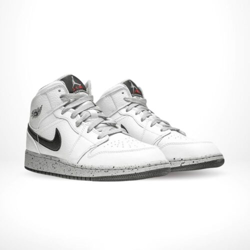 Angled front view of a full pair of Air Jordan 1