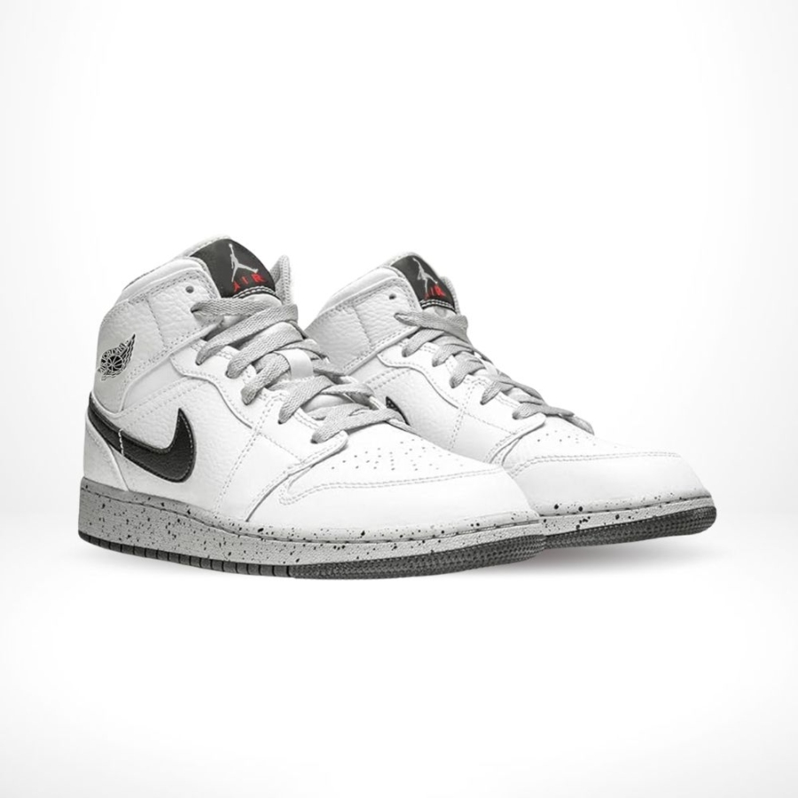 Angled front view of a full pair of Air Jordan 1