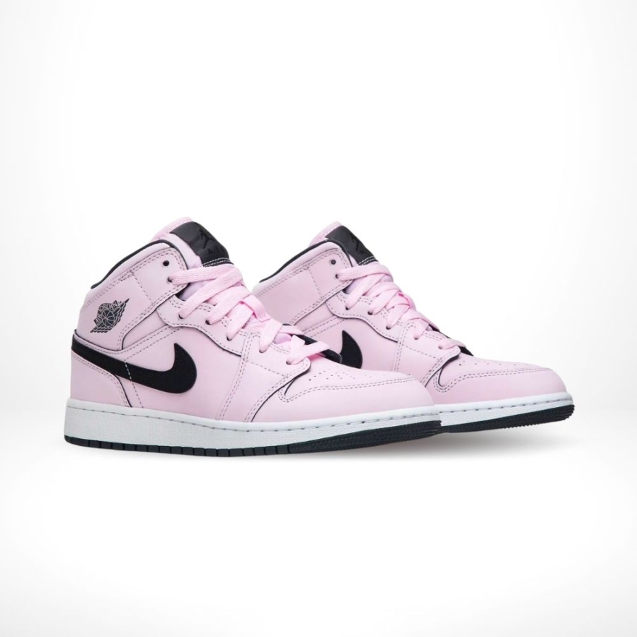 Angled front view of a full pair of Air Jordan 1
