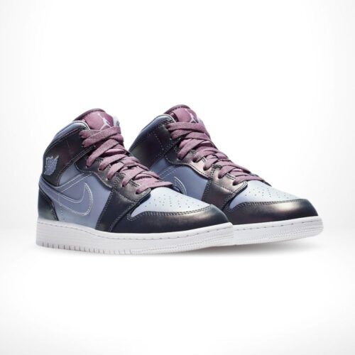 Angled front view of a full pair of Air Jordan 1