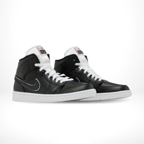Angled front view of a full pair of Air Jordan 1