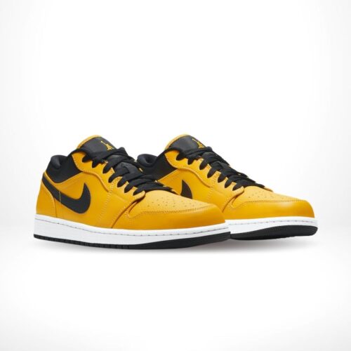 Angled front view of a full pair of Air Jordan 1