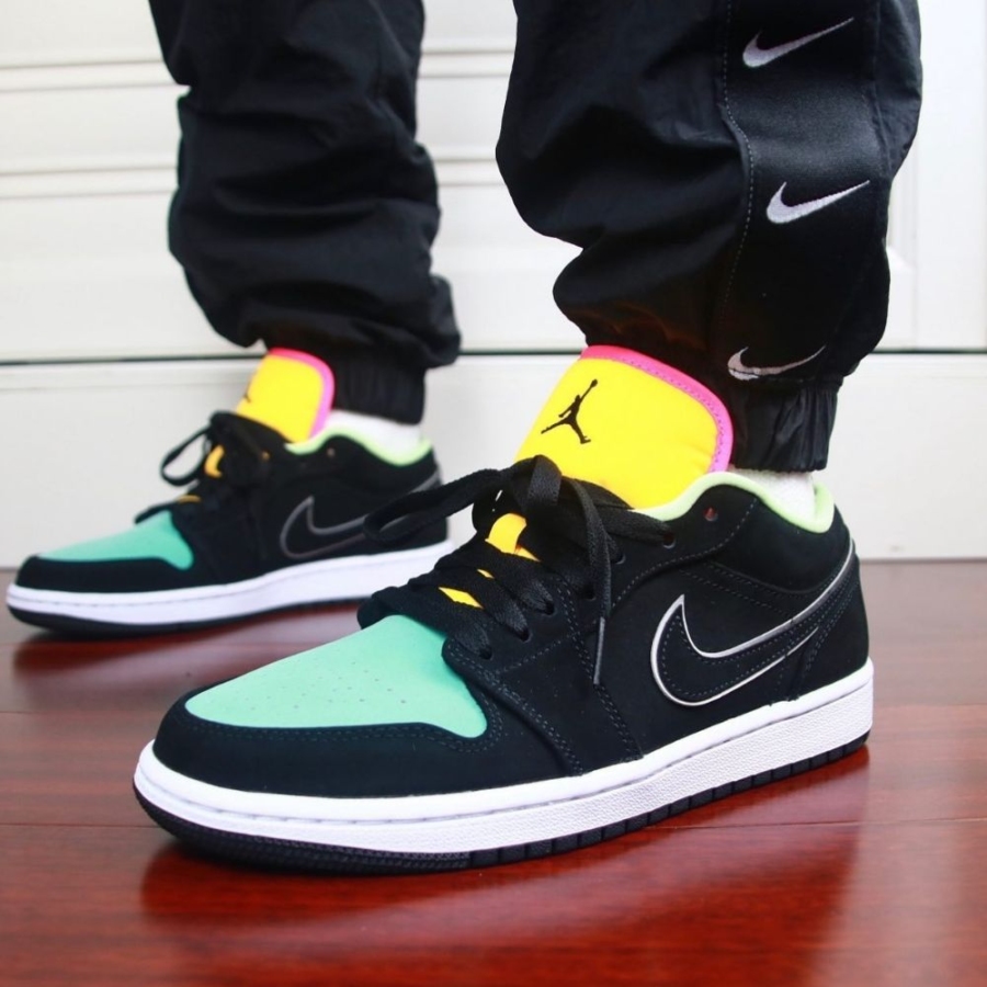 Air Jordan 1 Low Black Aurora Green Laser Orange - Image 7