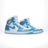 Angled front view of a full pair of Air Jordan 1