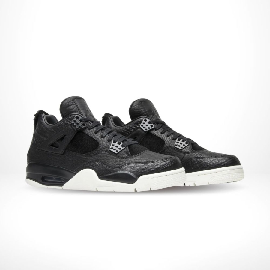 Angled front view of a full pair of Air Jordan 4