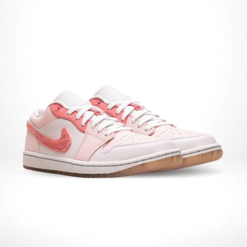 Angled front view of a full pair of Air Jordan 1