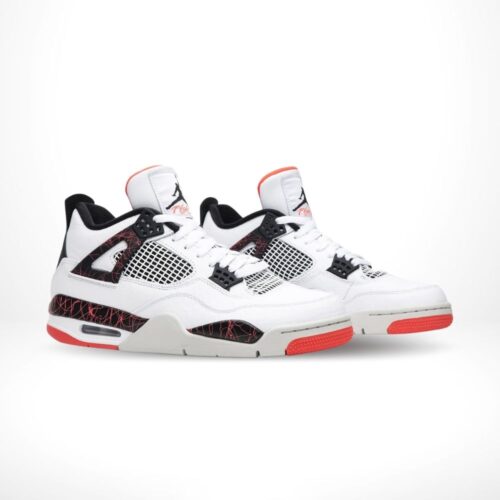 Angled front view of a full pair of Air Jordan 4